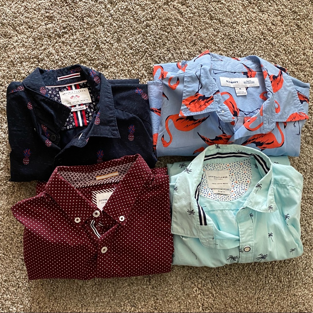 Bundle of 4 mens short sleeve button up shirts